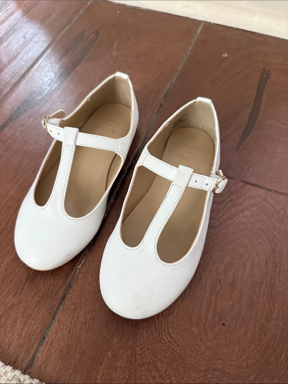 Janie and Jack White T‑Strap Girls Dress Shoes